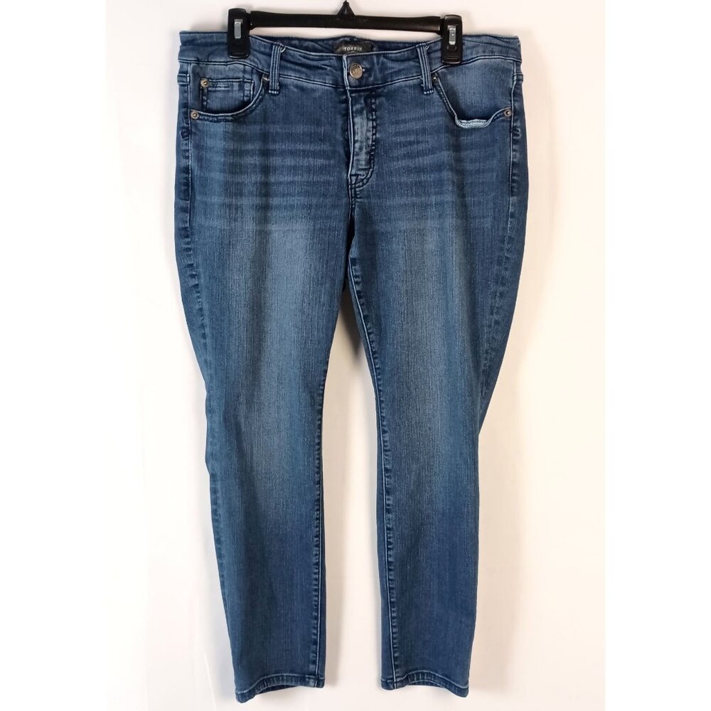 Torrid Cropped Skinny Jeans Womens 14R High Rise Stretch Denim Blue Wash